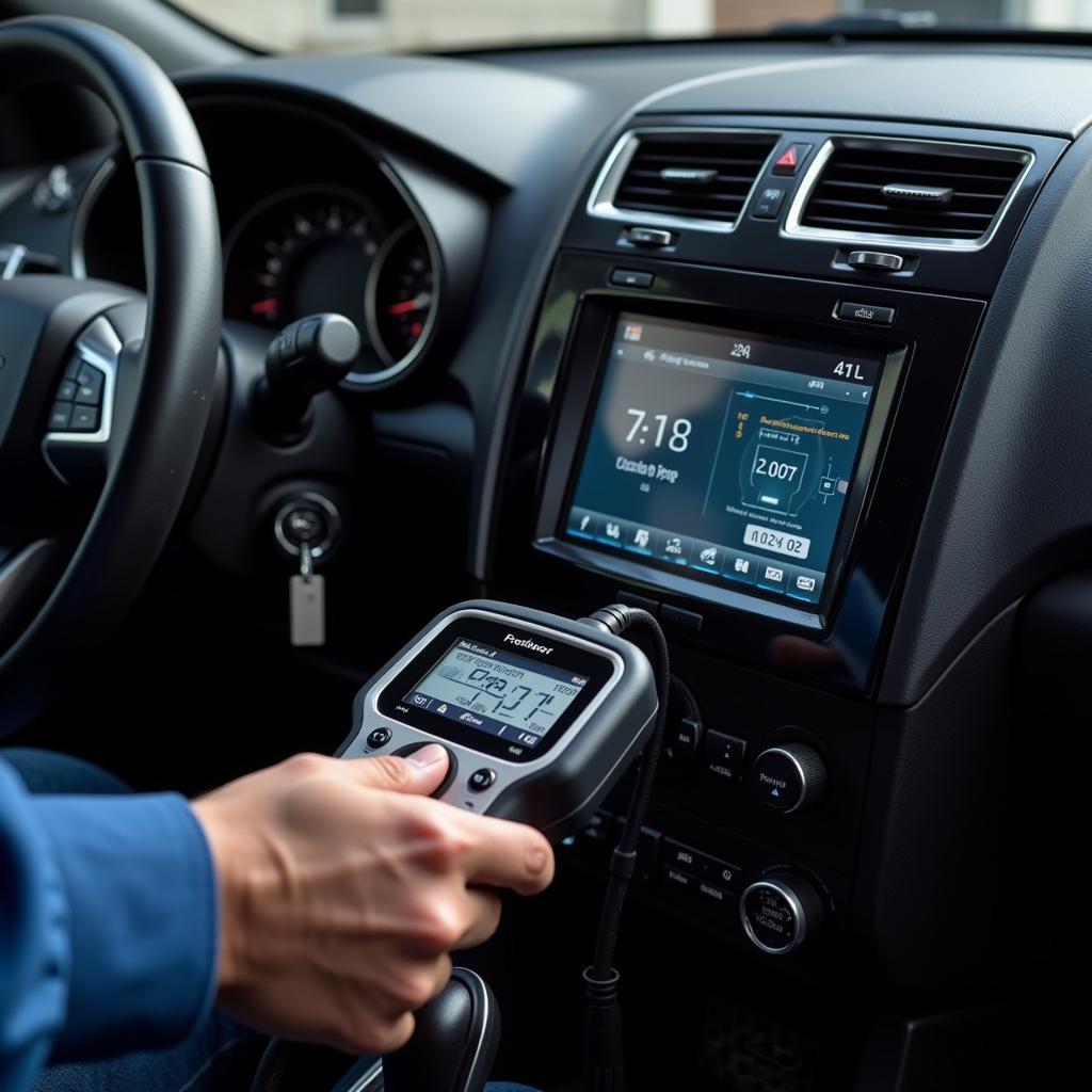 EOBD Diagnostic Tool Connected to a Car