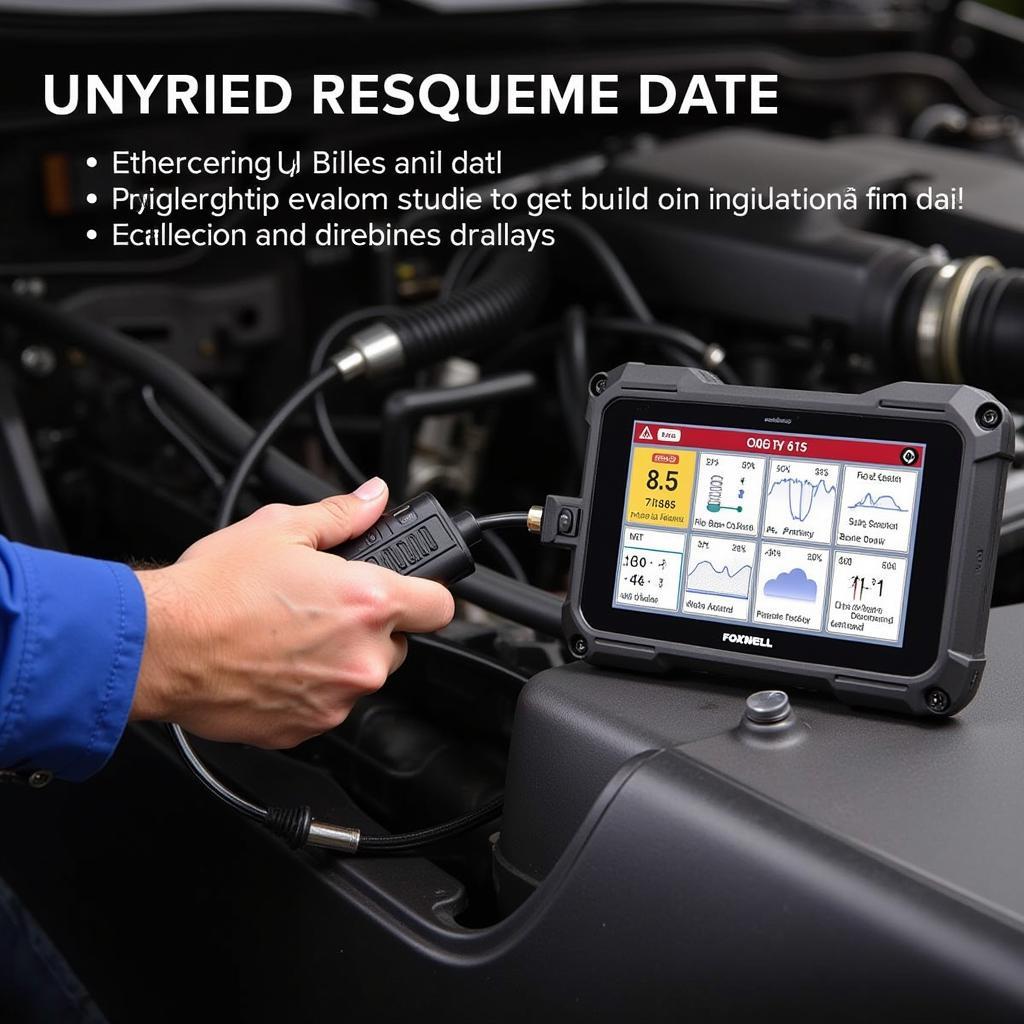 Foxwell 615 Diagnostic Tool in Use on a Car Engine