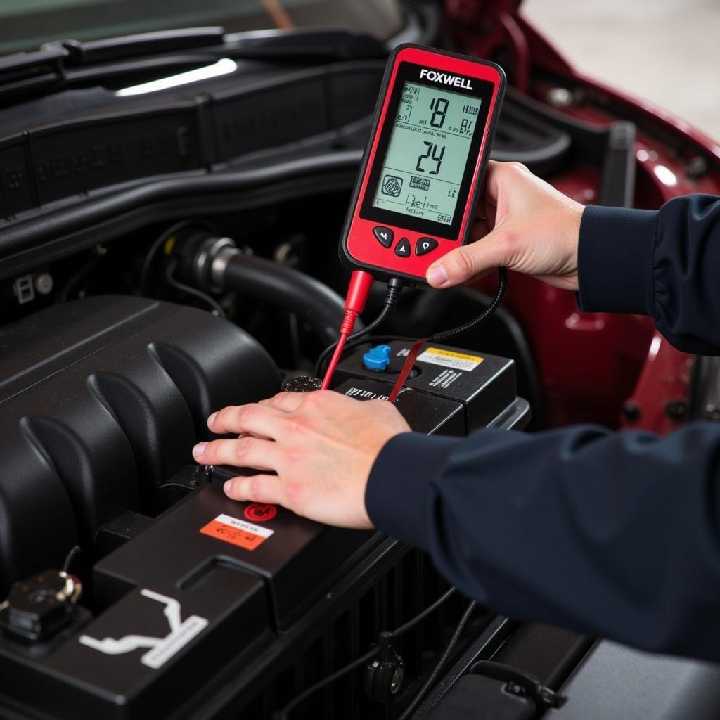 Testing a car battery with the Foxwell BT100