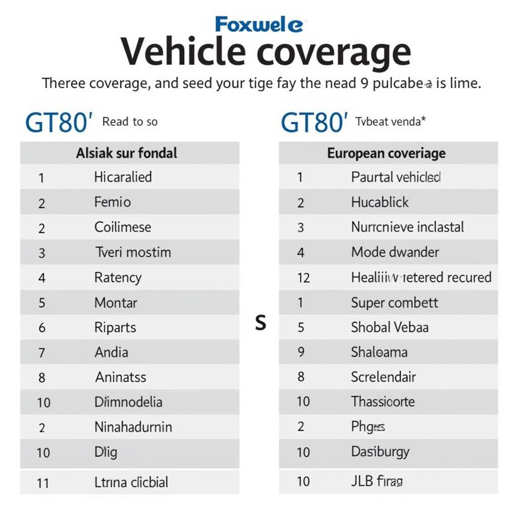 Foxwell GT60 and GT80 Diagnostic Coverage Comparison