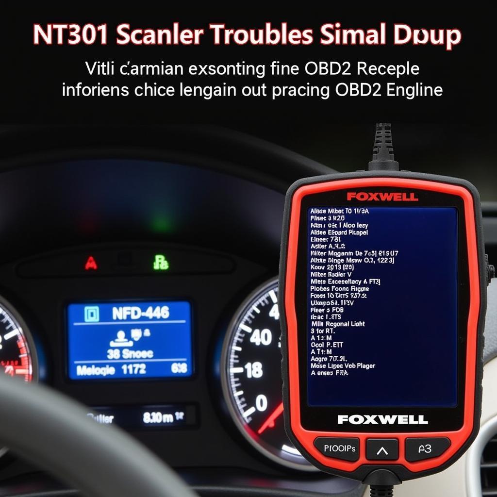 Foxwell NT301 OBD2 Scanner Reading Codes on a Car Dashboard