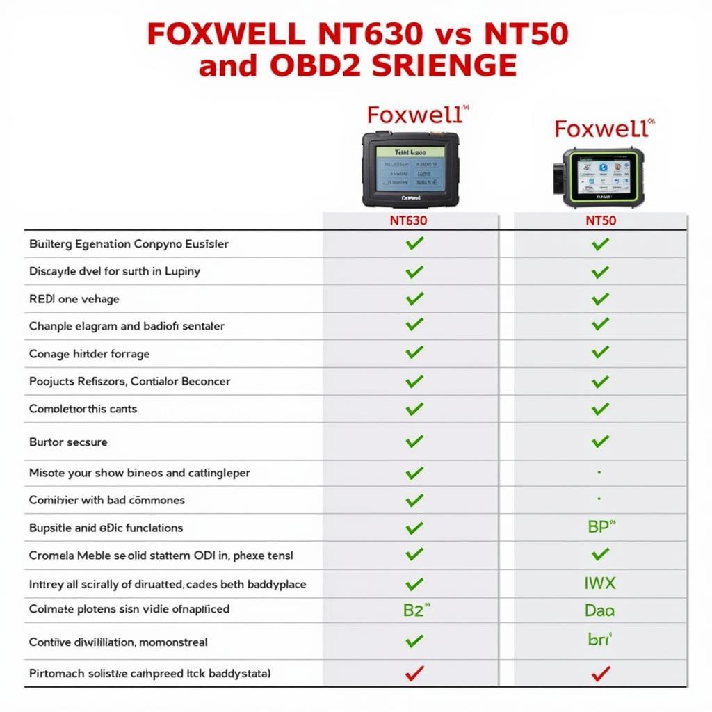 Foxwell NT630 and NT510 Comparison Chart