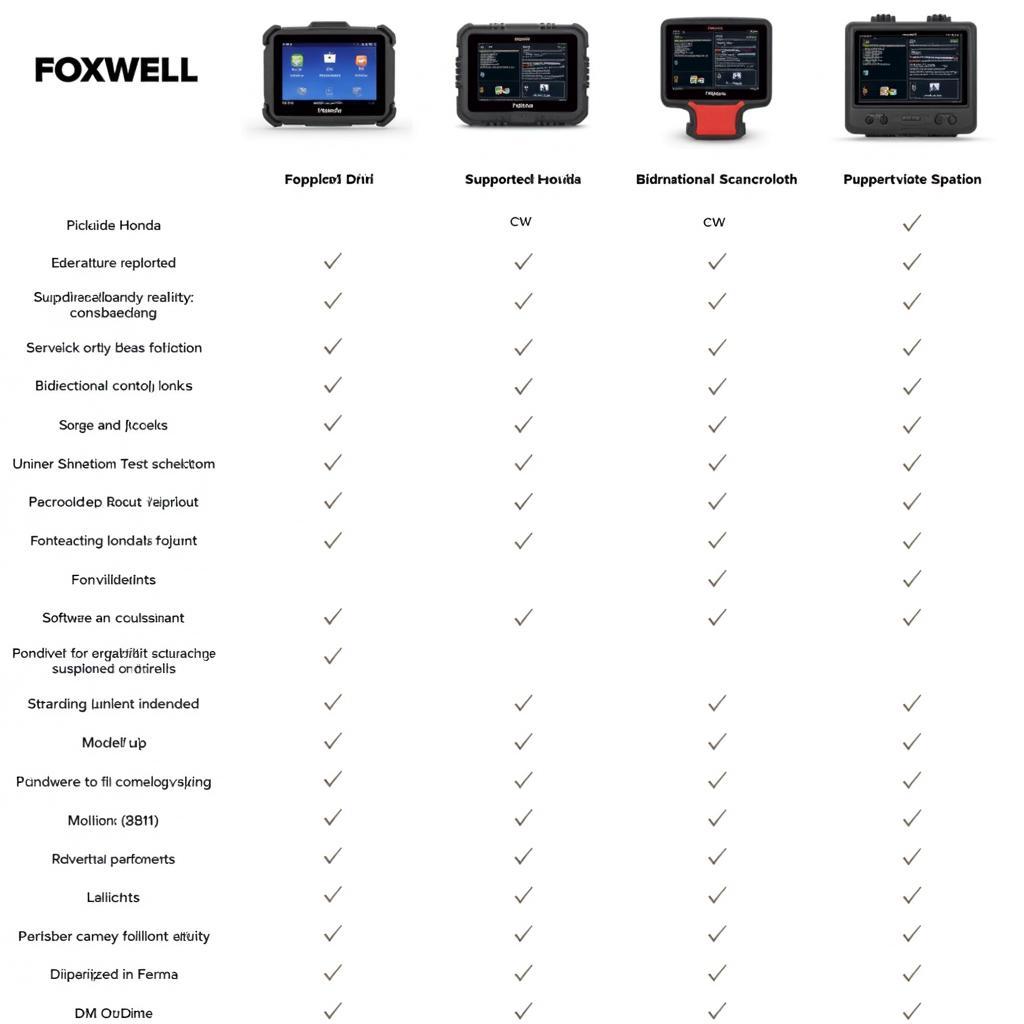 Foxwell Scanner Models Comparison Chart