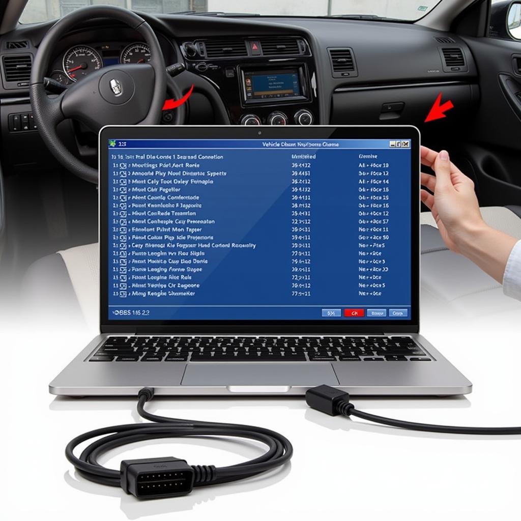 Freeware PC diagnostic tools connected to a car's OBD-II port.