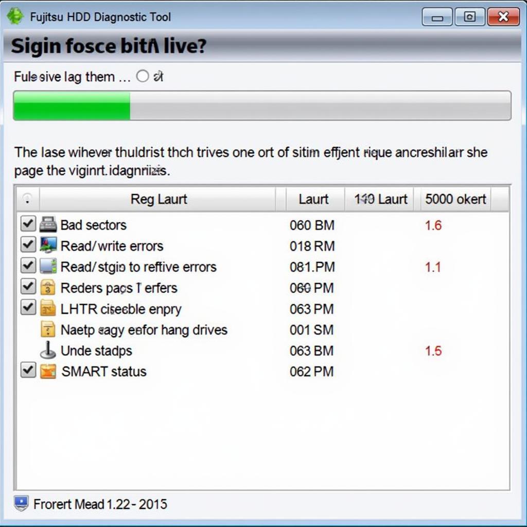 Fujitsu HDD Diagnostic Tool Scanning for Errors