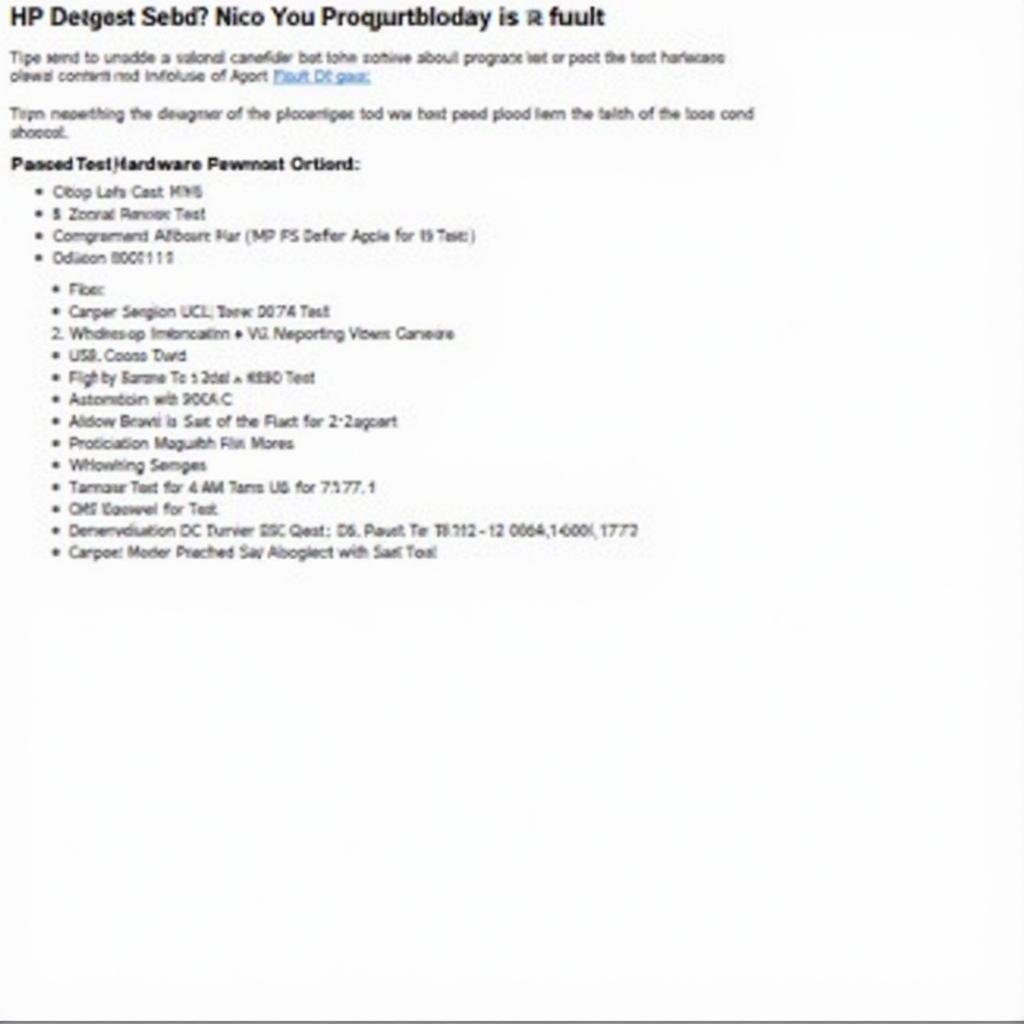 HP PC Diagnostic Tool Test Results