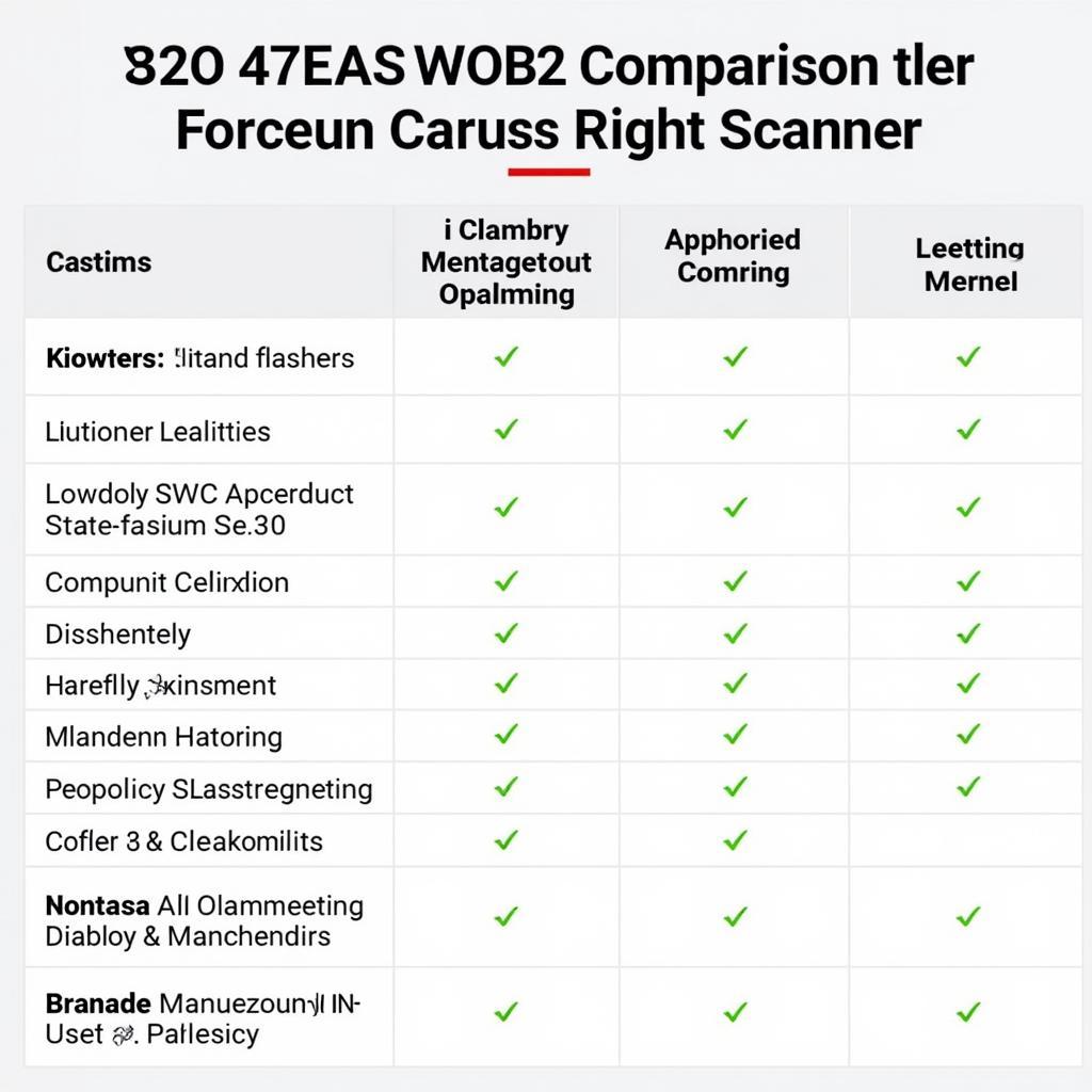 Konnwei OBD2 Scanner Models Comparison Chart