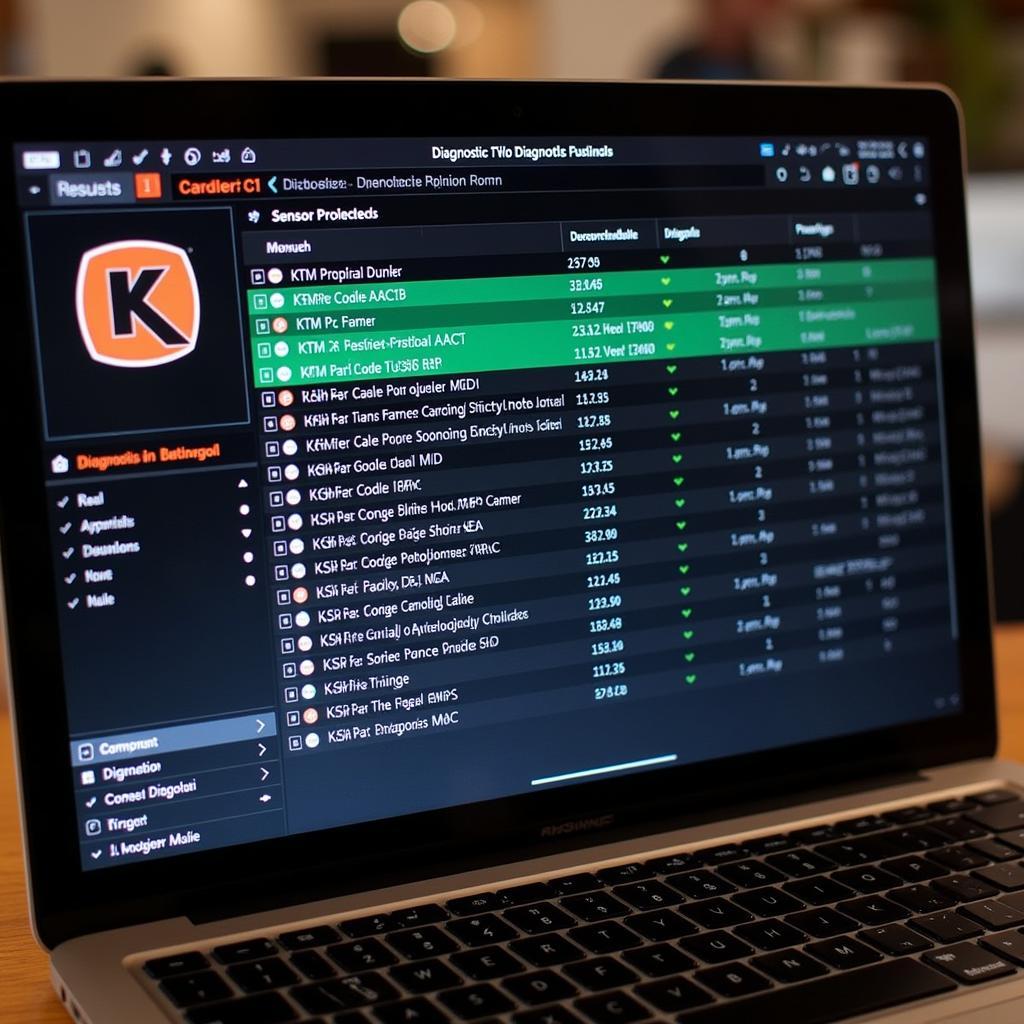 KTM Duke Diagnostic Tool Results Displayed on Laptop