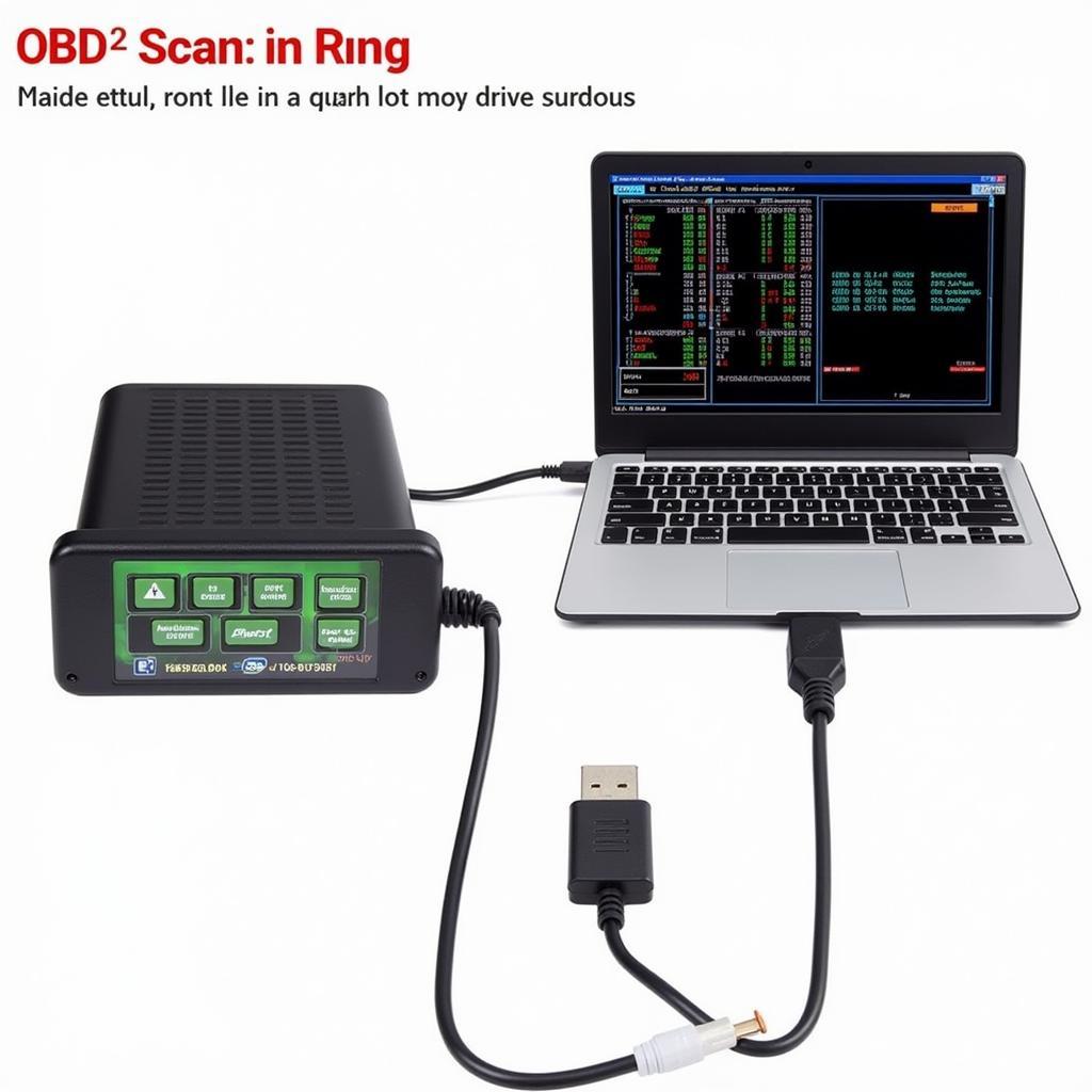 Laptop Connected to OBD2 Port for Scanning