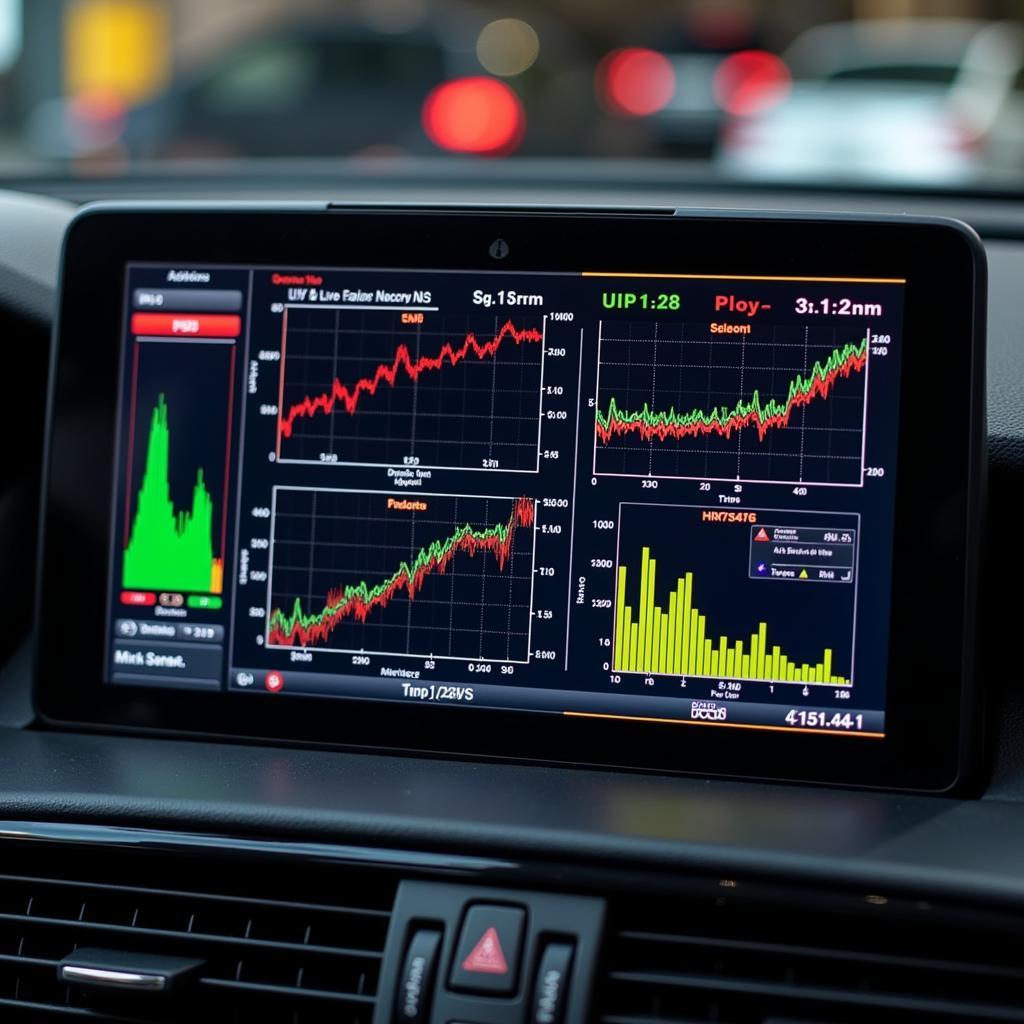 Mark Foxwell scan tool displaying live data graphs for engine performance analysis