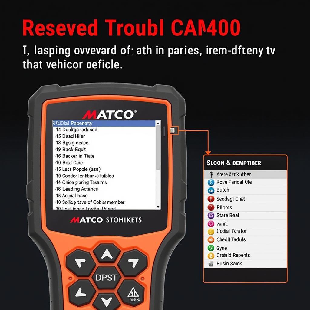 Matco CAN400 Reading Codes