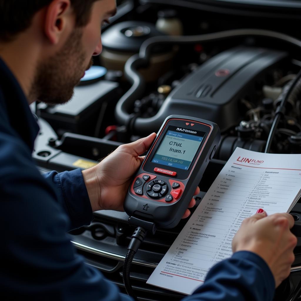 Mechanic Interpreting DTCs on a Scanner Car 12