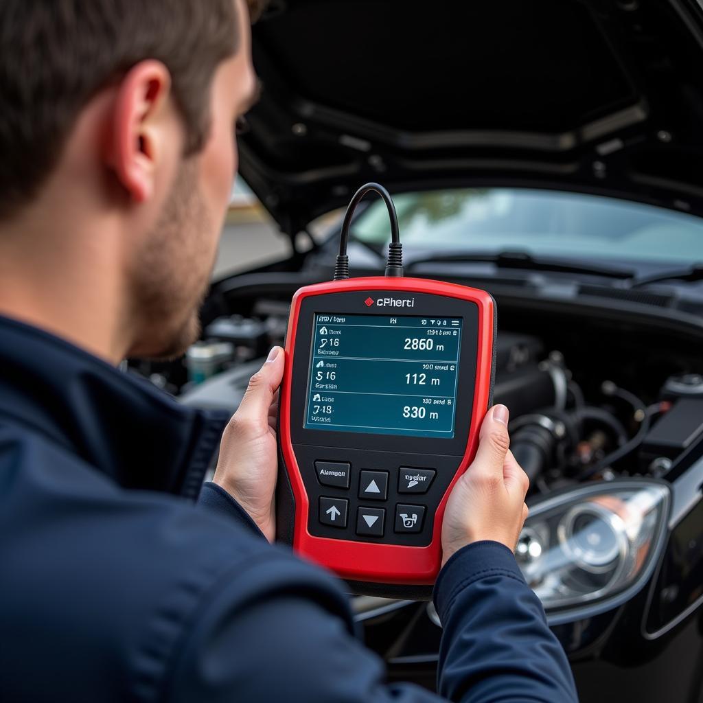 Mechanic Using an Engine Scan Tool