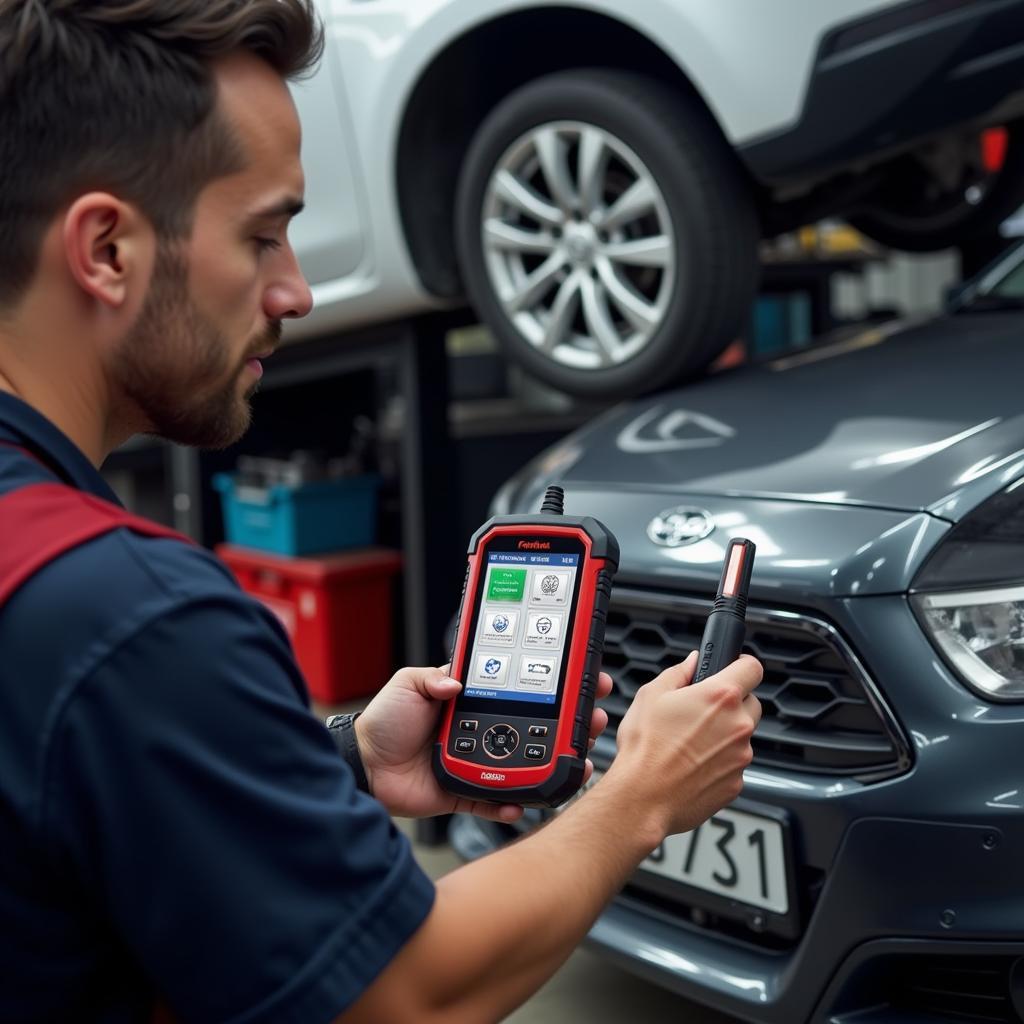 Mechanic Using Foxwell NT510