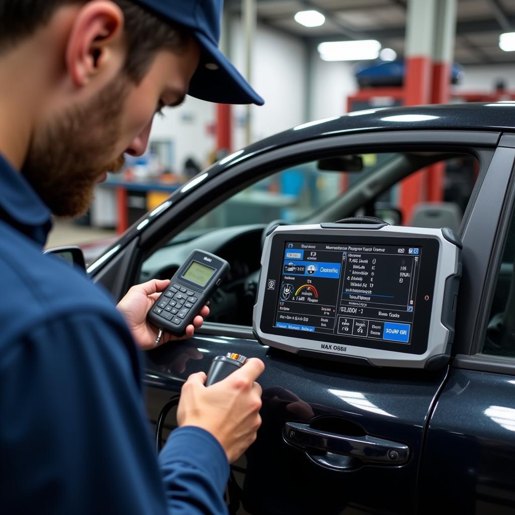 Mechanic Using a MAX OBDII Tool