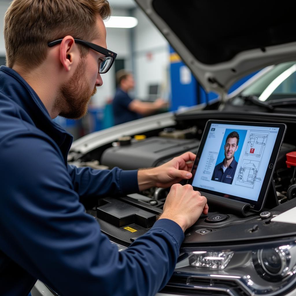 Mechanic Using Remote Desktop for Training