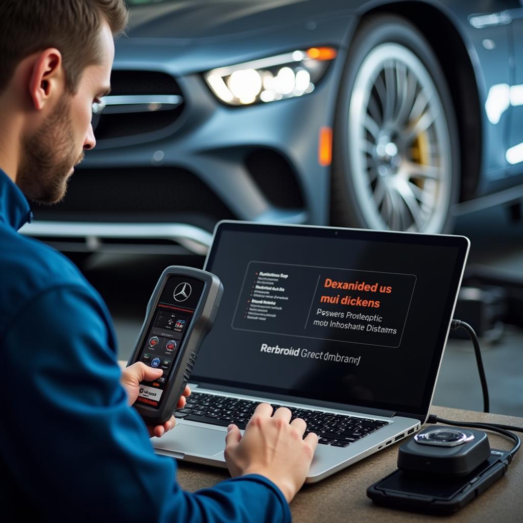 Mechanic Using Star Diagnostic Tool in Workshop