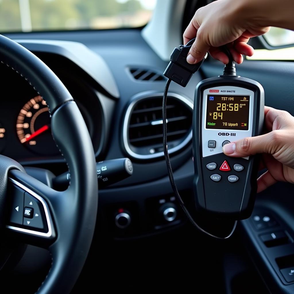 OBD-II Scanner Connecting to a Car's Diagnostic Port