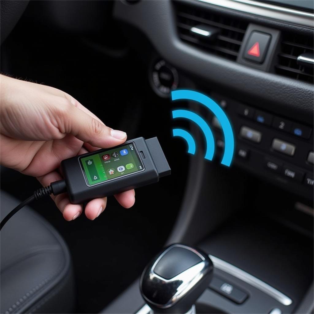 OBD WiFi Scan Tool Connected to Car OBD-II Port