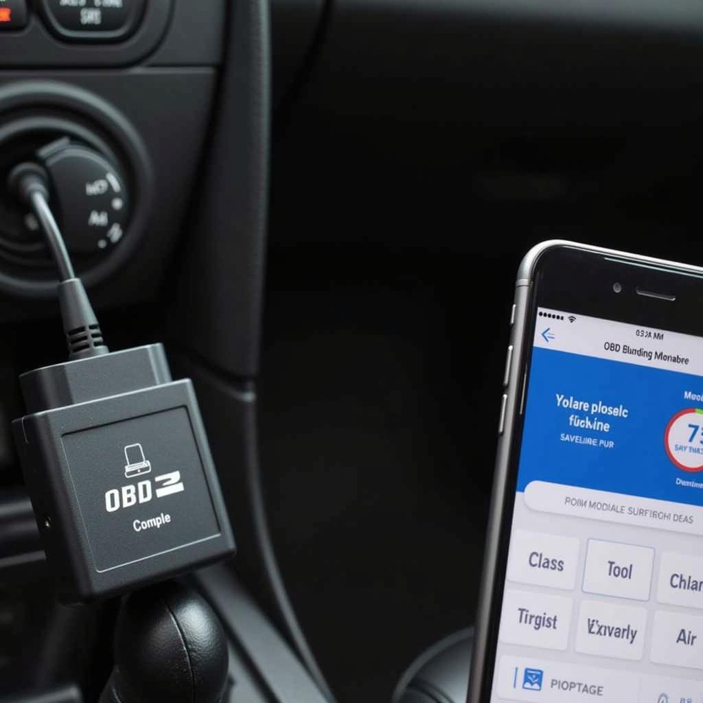 OBD2 Adapter Connected to Smartphone for Diagnostics