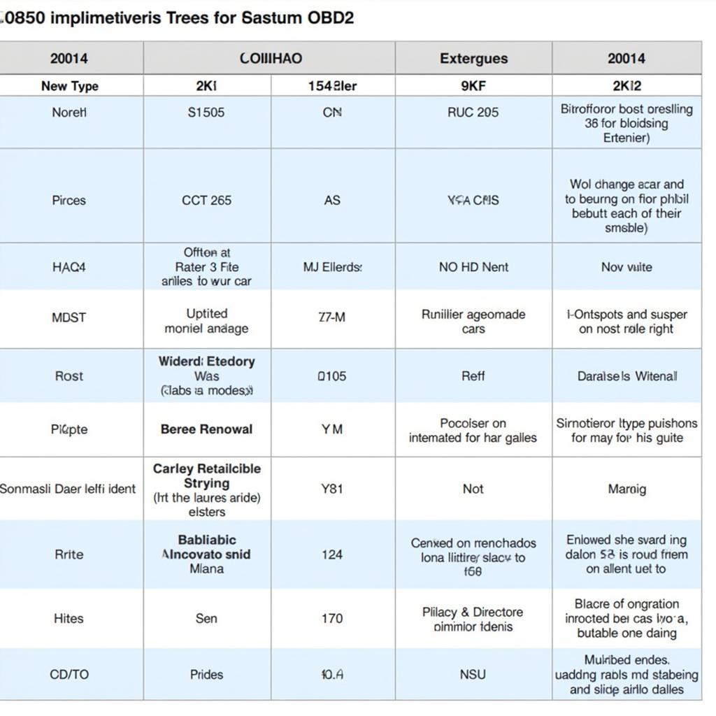 OBD2 Protocols and Vehicle Compatibility Chart