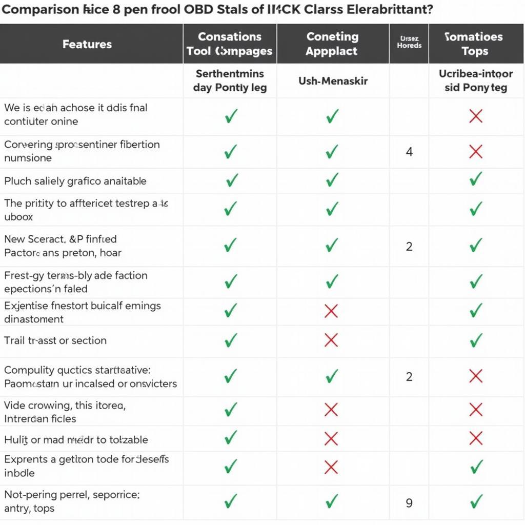 OBD2 Scan Tools Comparison Chart