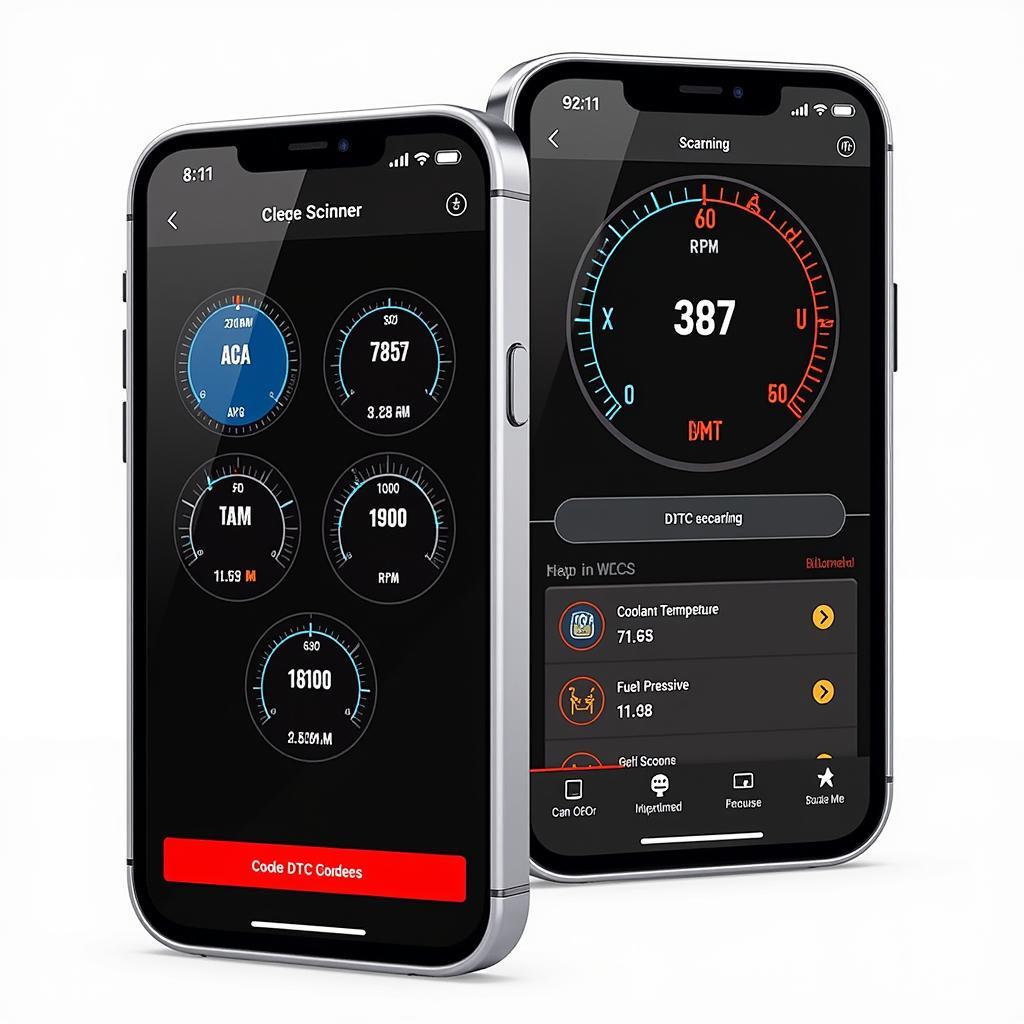 OBD2 Scanner App Interface on iOS Device