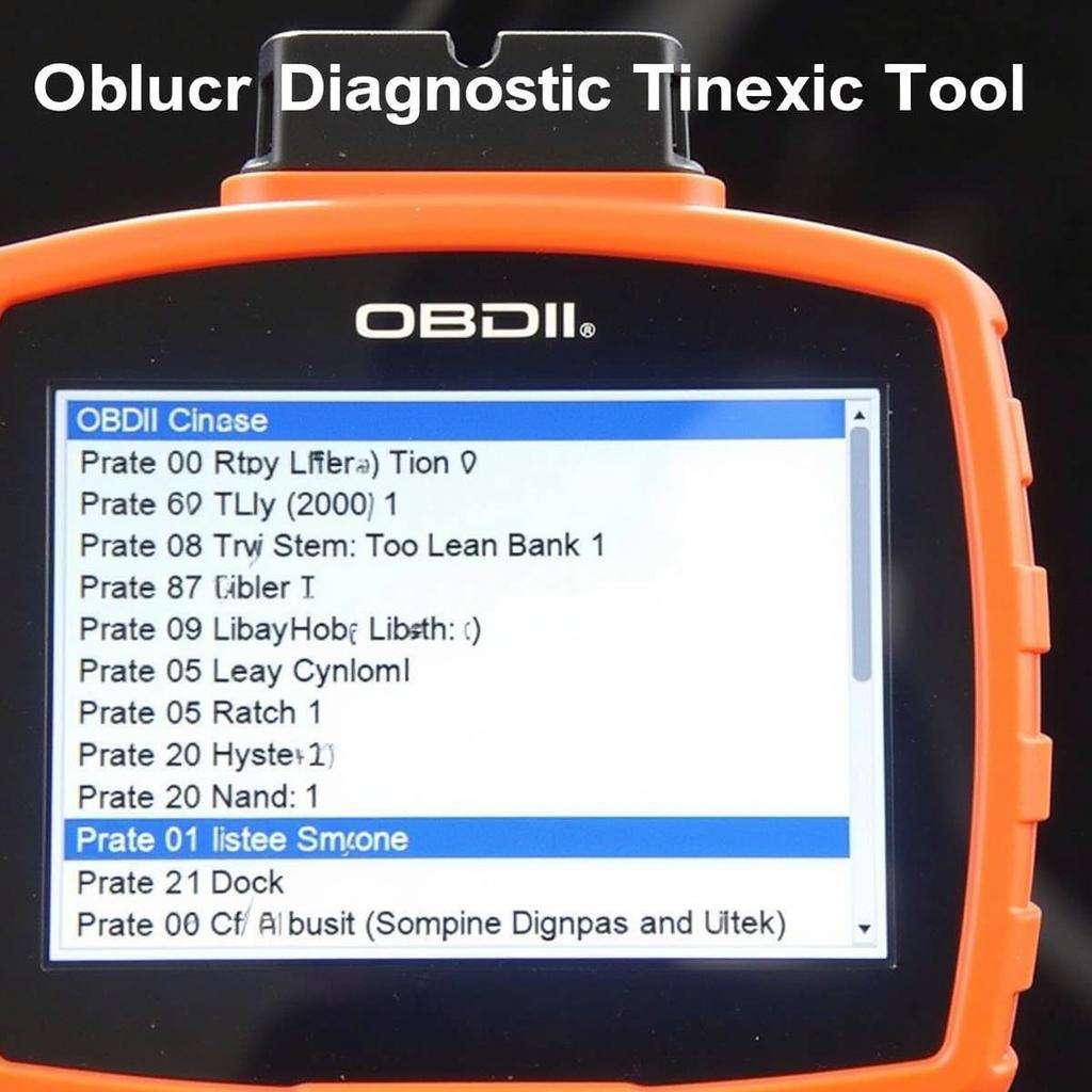 OBDII diagnostic tool displaying error codes on screen