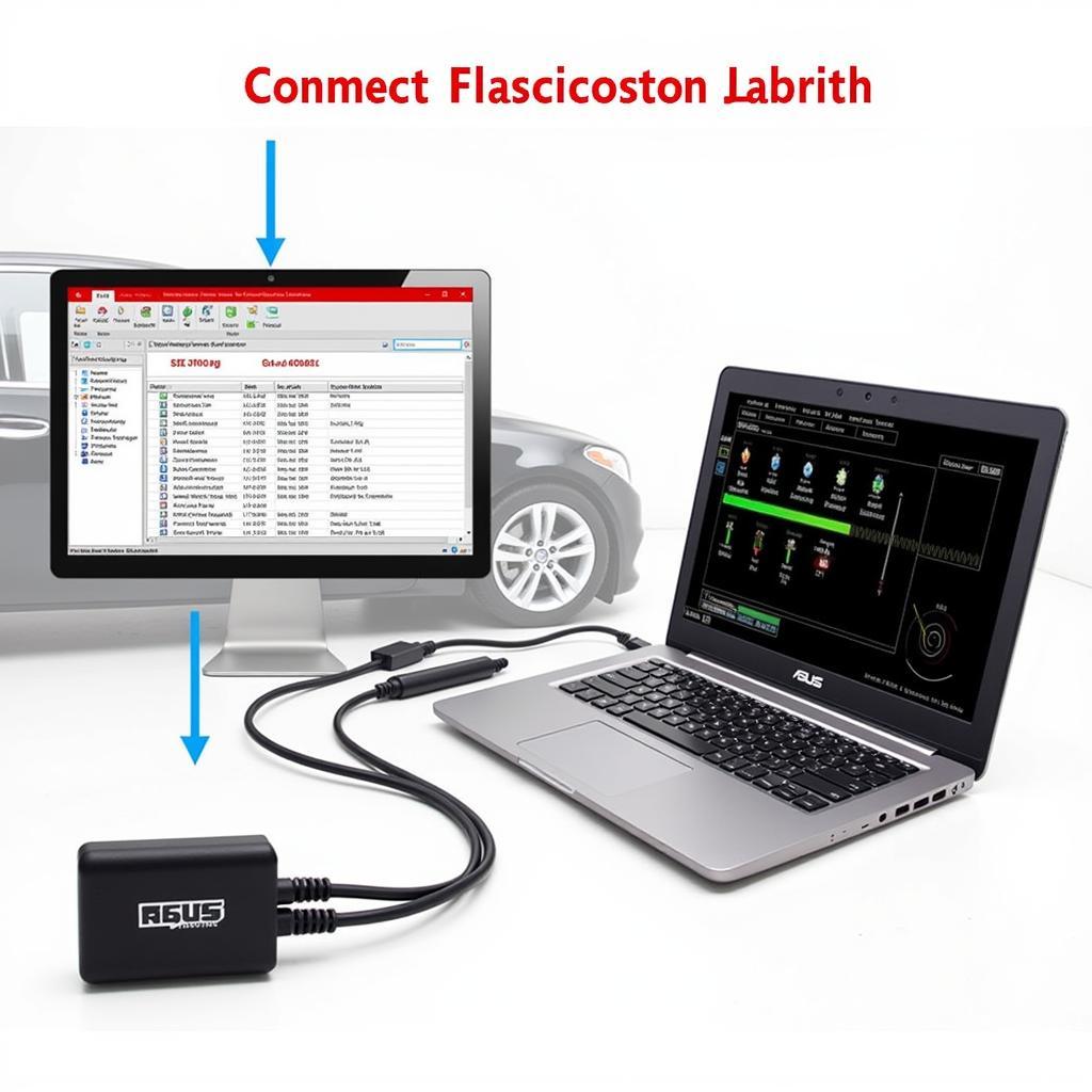 PC Diagnostic Tool ASUS Connected to a Car