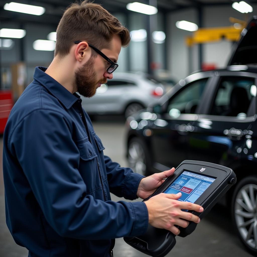 Professional Mechanic Using Scan Tool