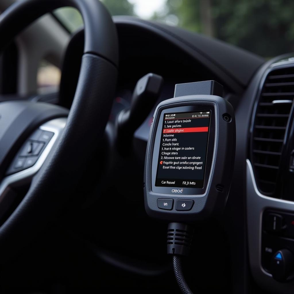 Reader Car Diagnostic Tool Connected to OBD2 Port