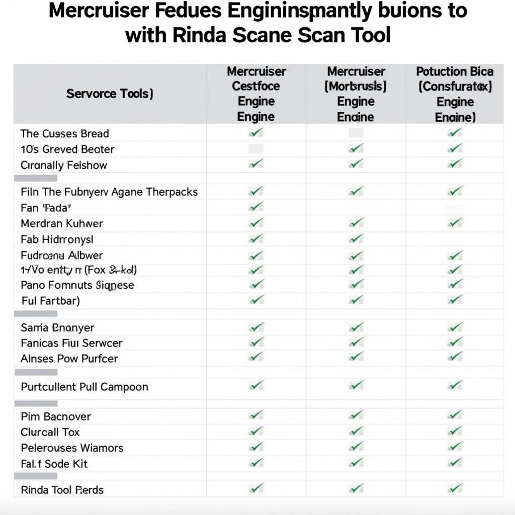 Rinda Scan Tool Mercruiser Compatibility Chart