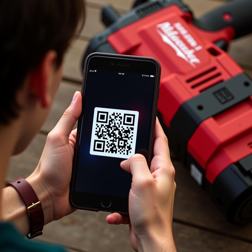 Scanning QR Code on Milwaukee Tool to Participate in Scan to Win