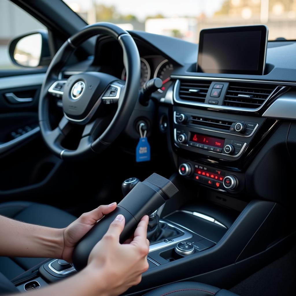 Security Car Scanner Connected to OBD-II Port