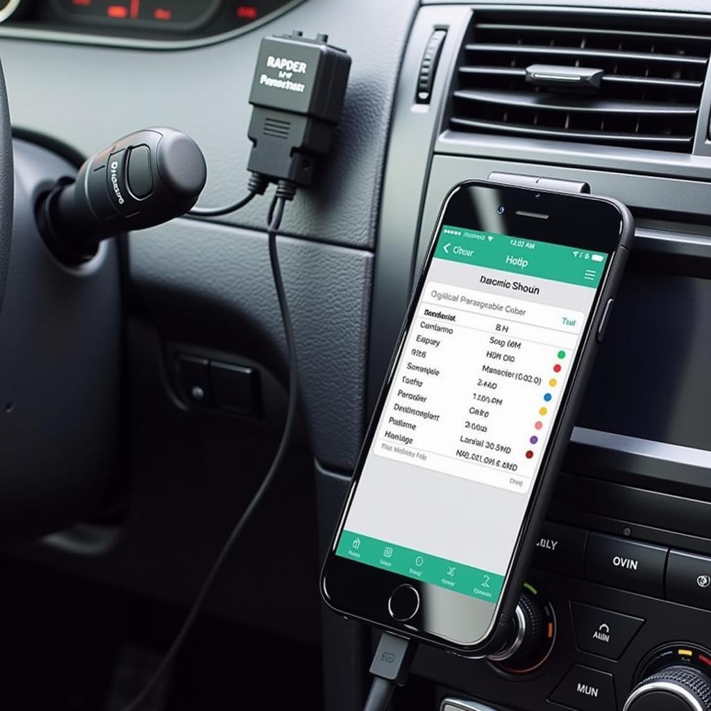 Smartphone OBD Scan Tool Connected to Car