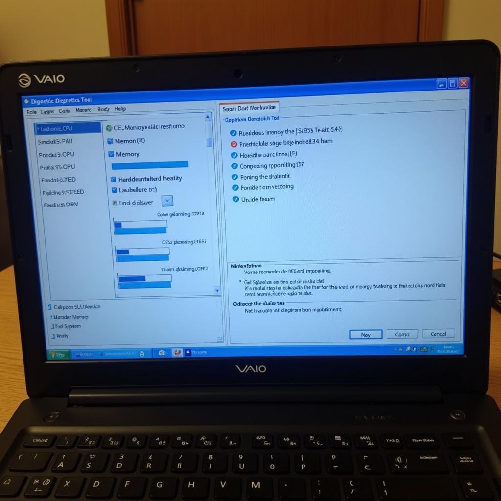 Laptop running Sony Vaio diagnostics tool