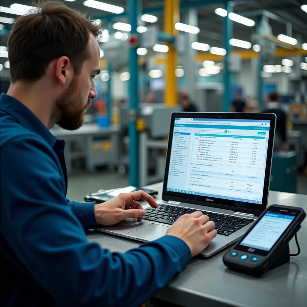 Technician Analyzing PROFIBUS Network