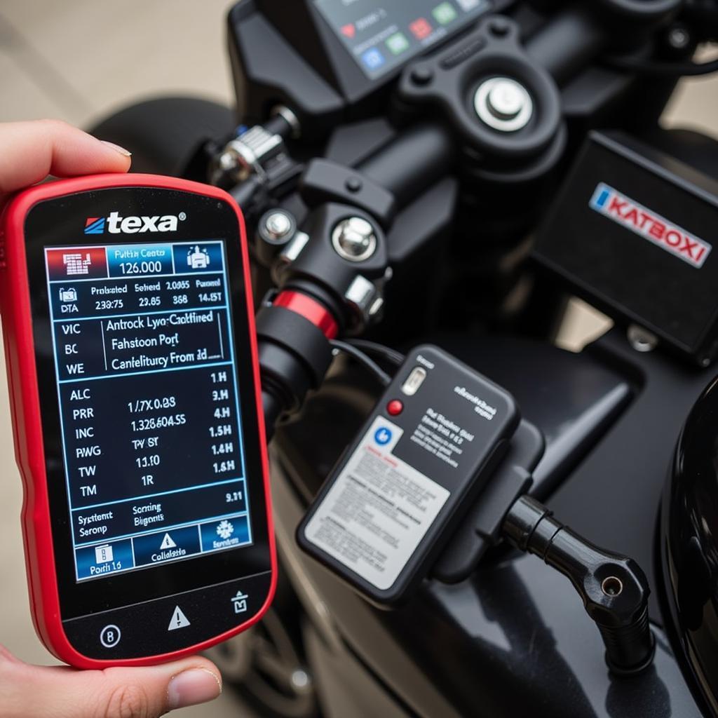 Texa Diagnostic Tool Interfacing with a Motorcycle