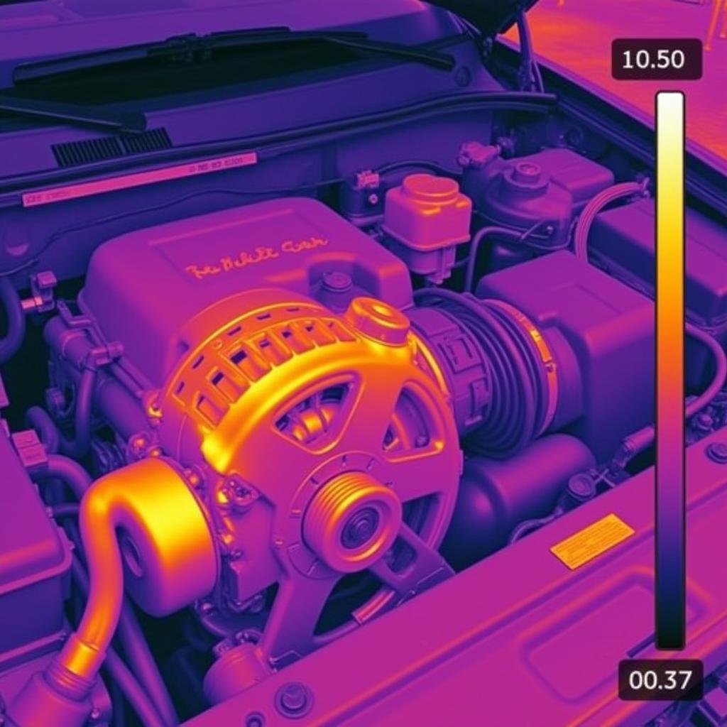 Thermal Imaging Camera Detecting Overheating Engine