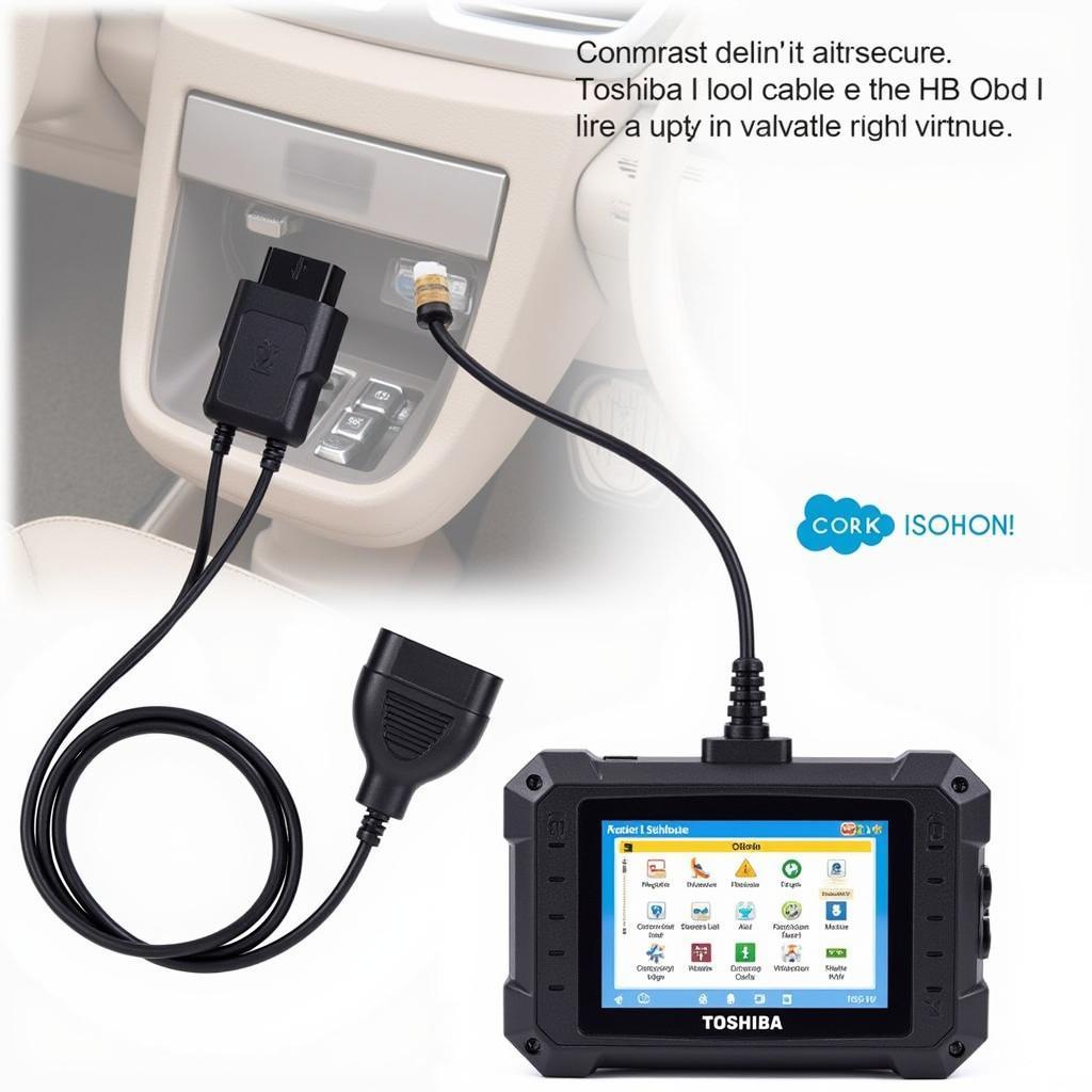 Toshiba Diagnostic Tool Cable Connection to OBD-II Port