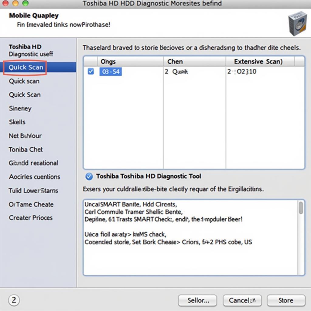 Toshiba HDD Diagnostic Tool Interface