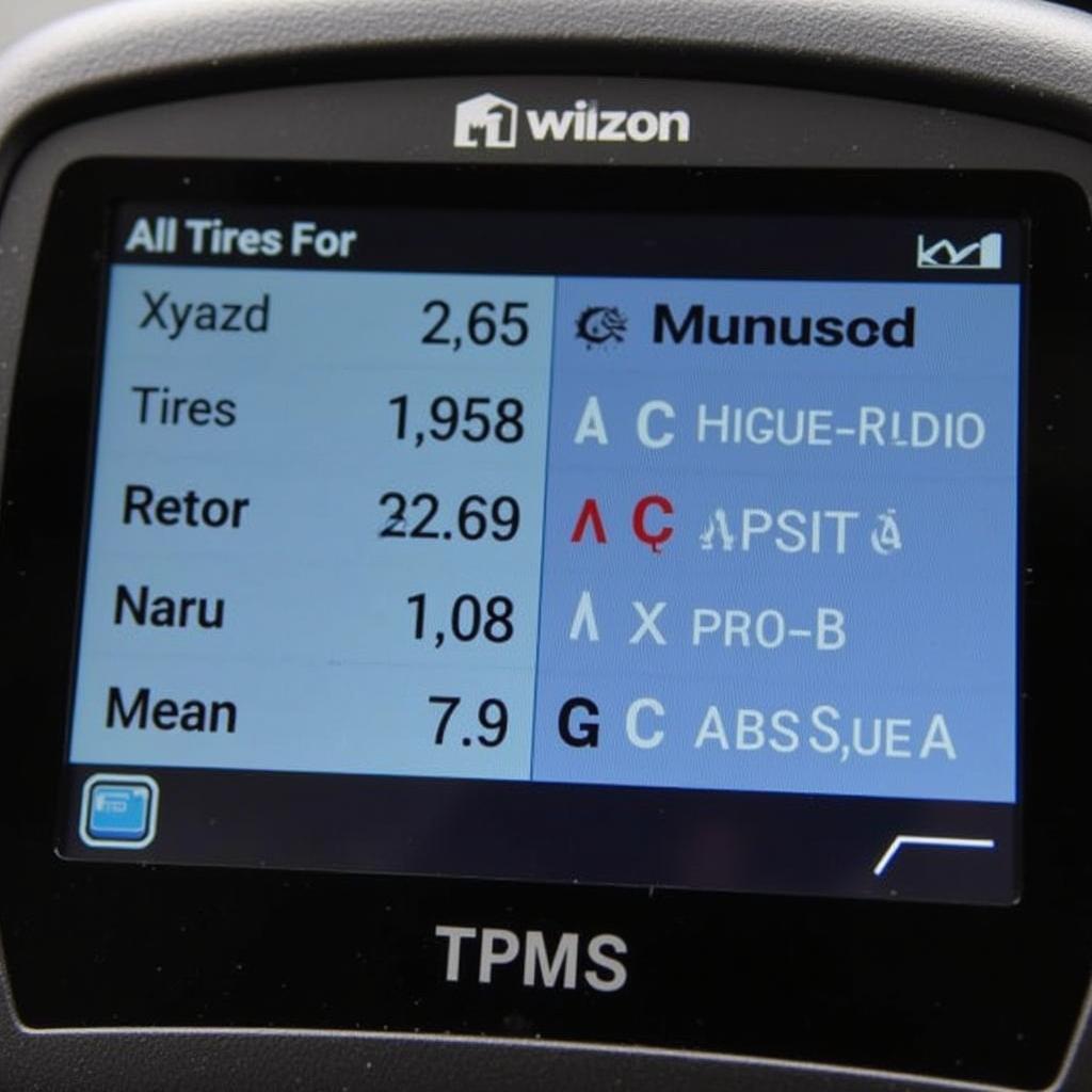 TPMS Tool Display Screen