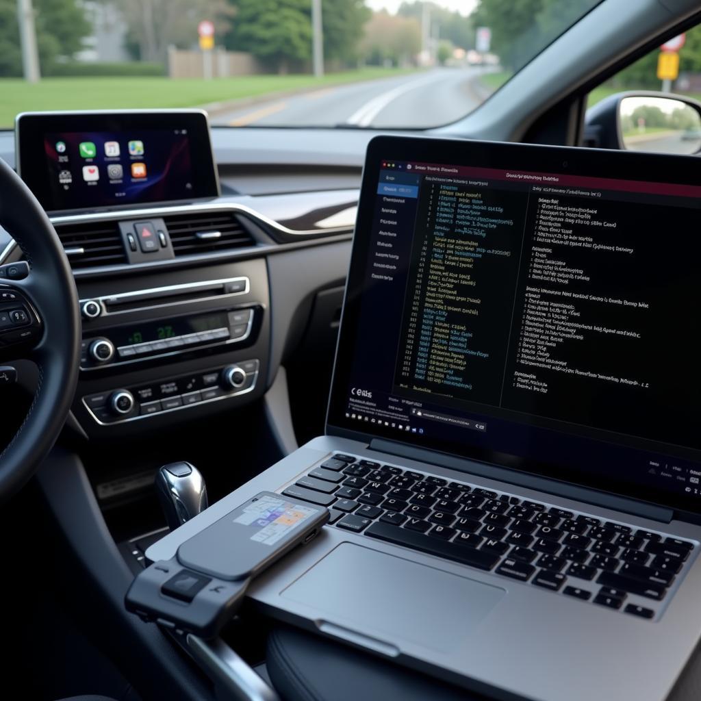 Wapiti scanning tool being used to diagnose vulnerabilities in a car's connected systems.