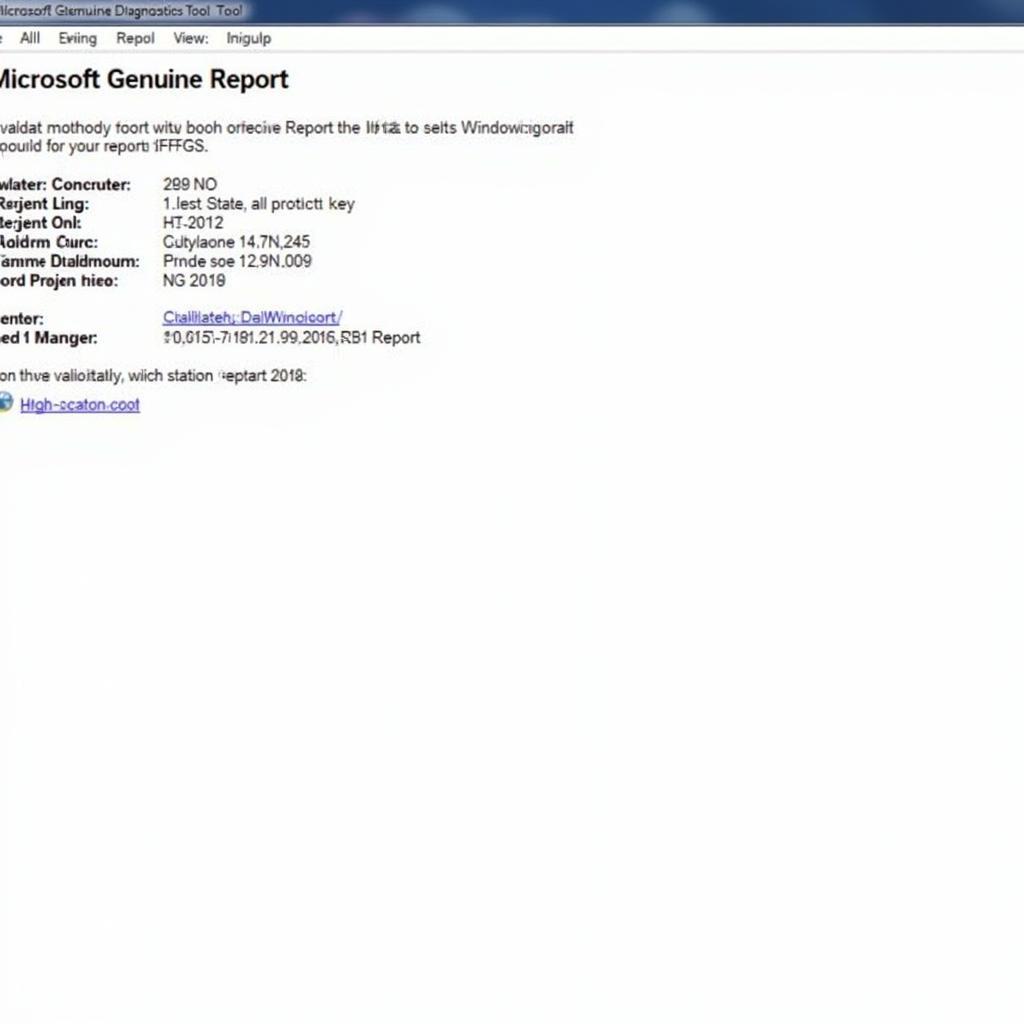 Example of a Windows 7 MGADiag report