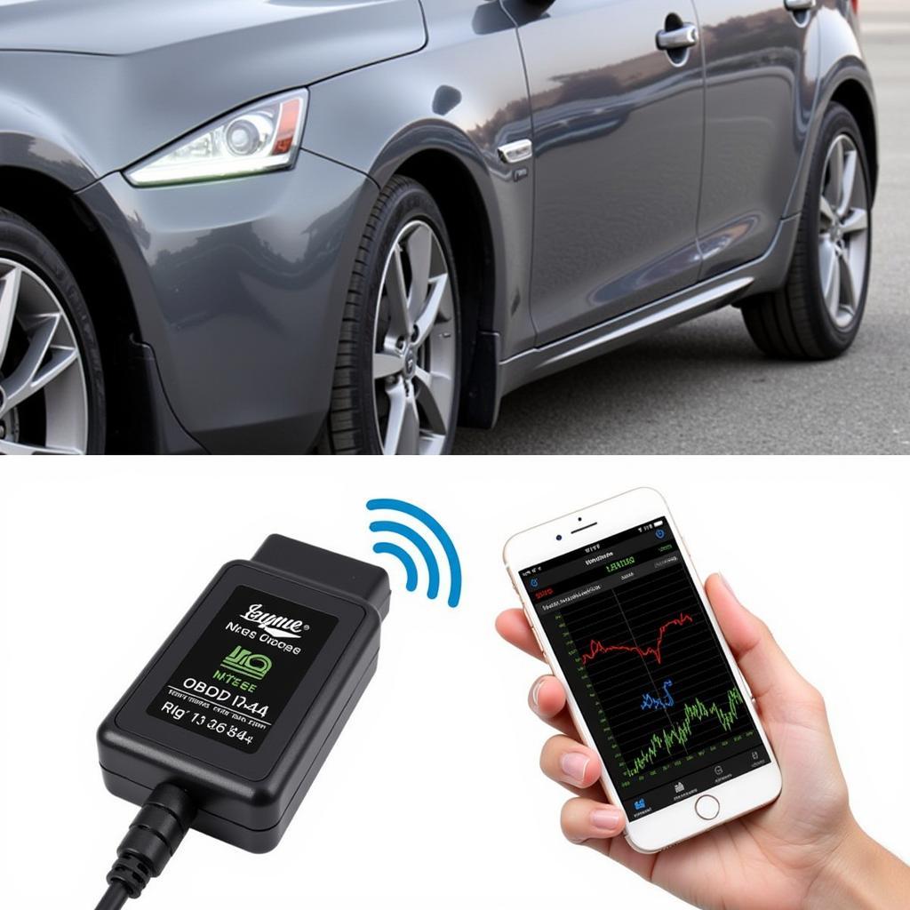 Wireless OBD2 Scan Tool Connected to a Smartphone