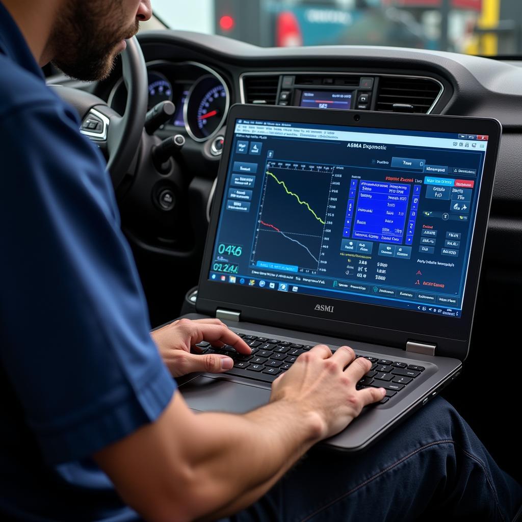 Technician Using Advanced Diagnostic Software