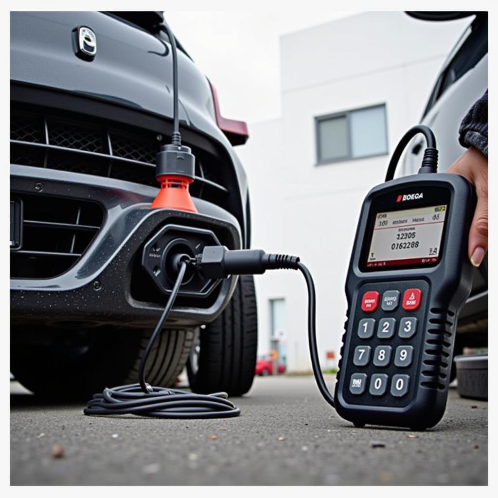 Bidirectional Scanner Connected to OBD-II Port