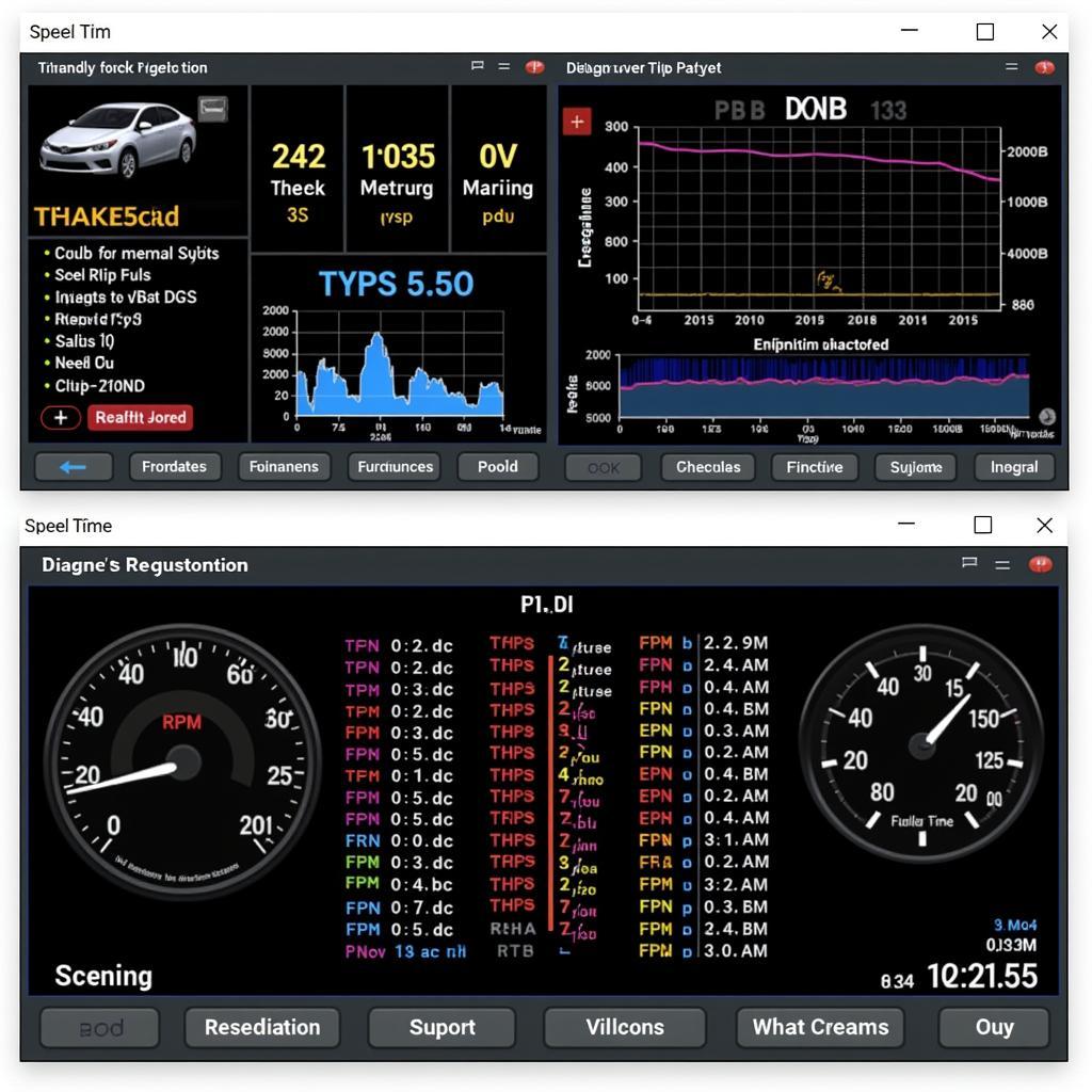 Car Diagnostic Software Interface Displaying Real-Time Data