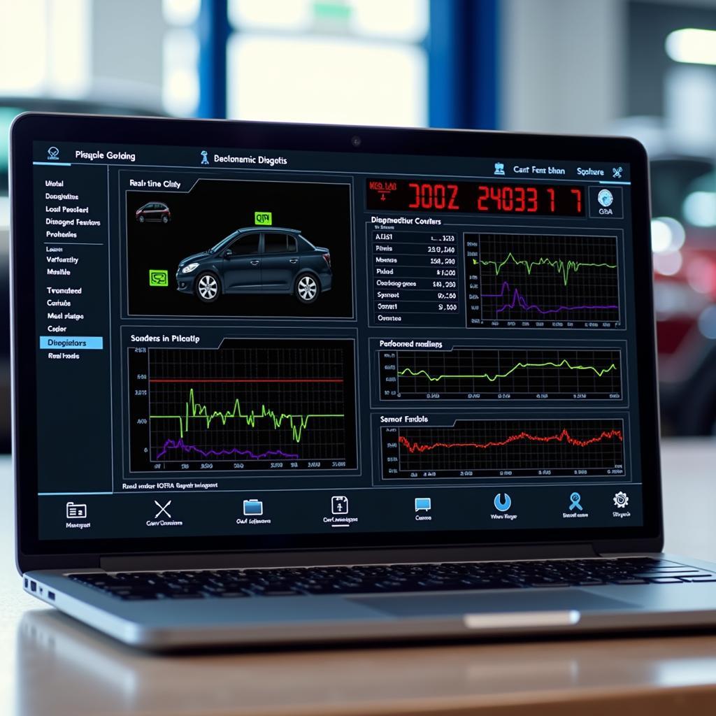 Car Diagnostic Software Displayed on Laptop