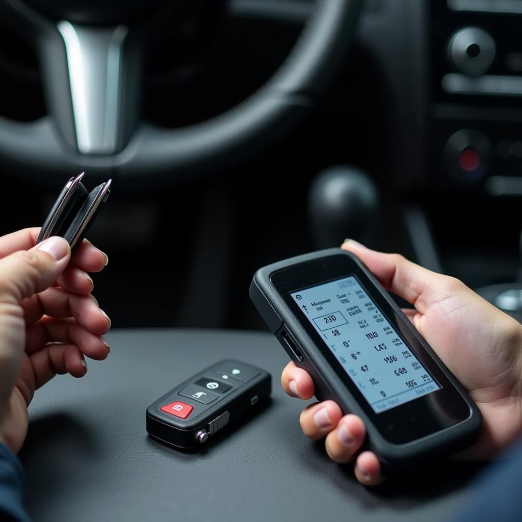 Car Key Fob Code Scanner in Use